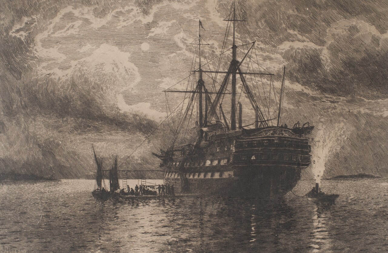 The Ship of the Line as School ship in Bollesund by Jacob Hägg