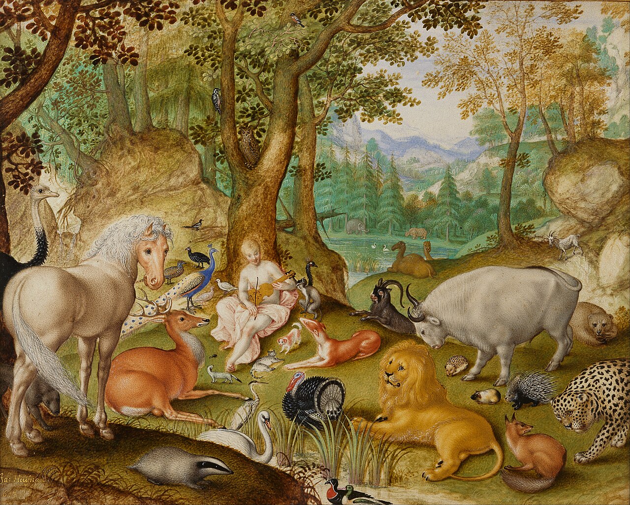 Orpheus charming the animals by Jacob Hoefnagel