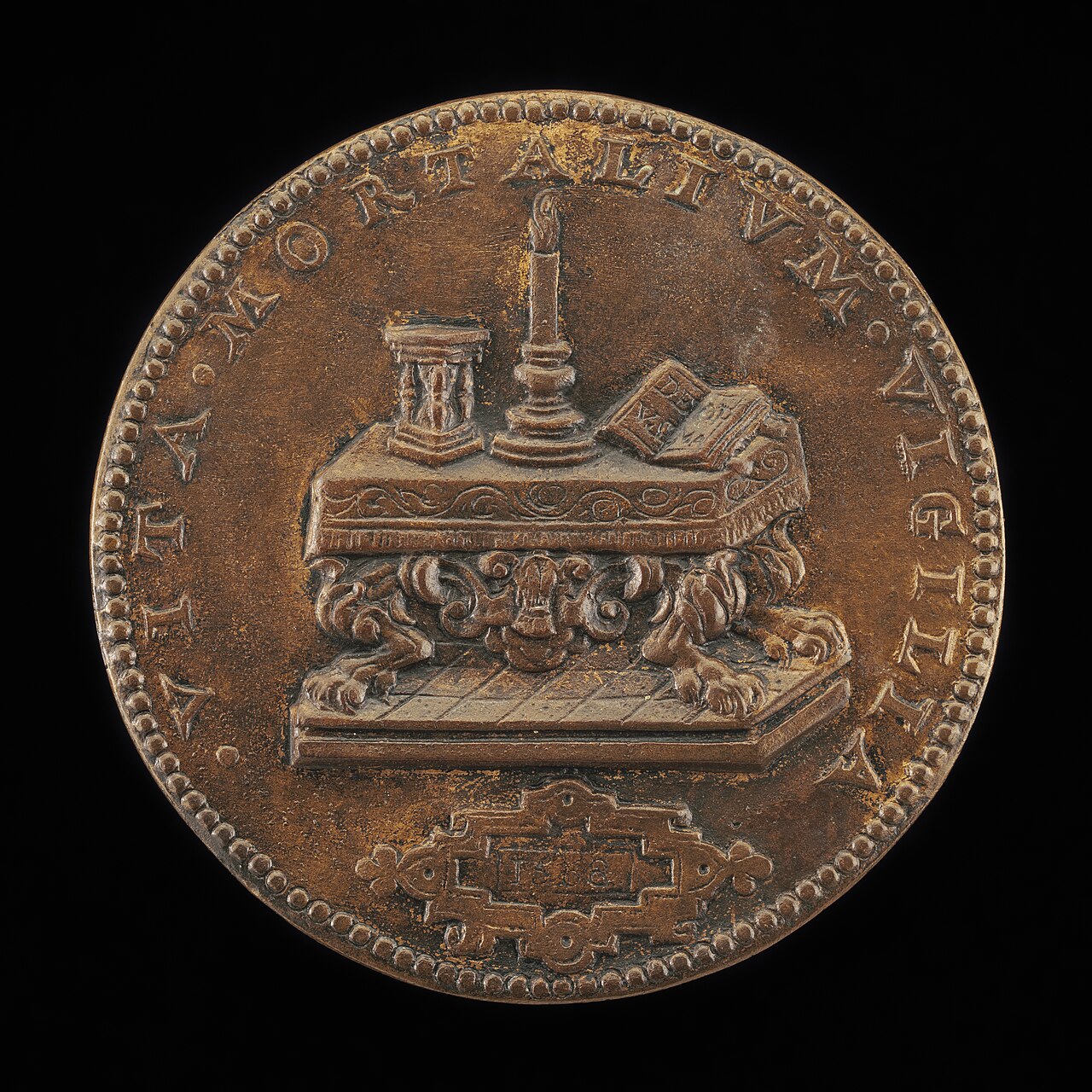 Candle, Hourglass, and Book on a Table [reverse] by Jacob Jonghelinck