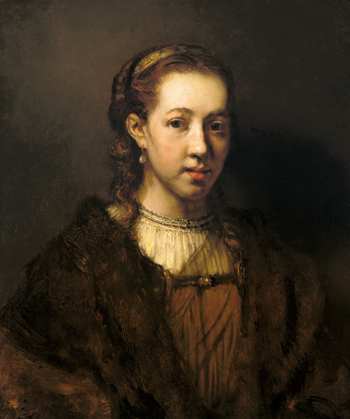 Half length figure of a woman in fanciful costume by Jacob Levecq