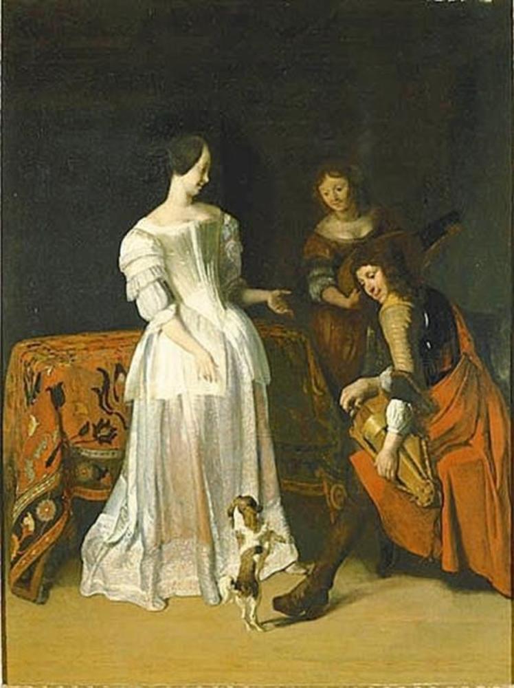Company with Dancing Dog by Jacob Ochtervelt