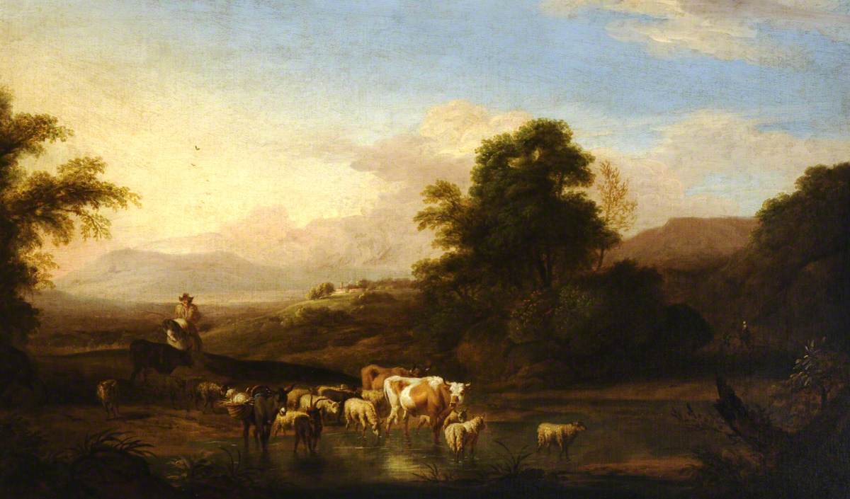 Cattle and Sheep Watering by Jacob van der Does