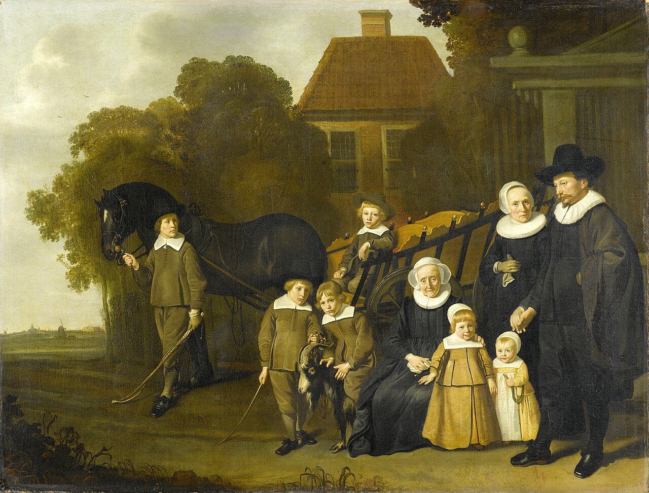 The Meebeeck Crywagen family near the gate of their country home on the Uitweg near Amsterdam by Jacob van Loo