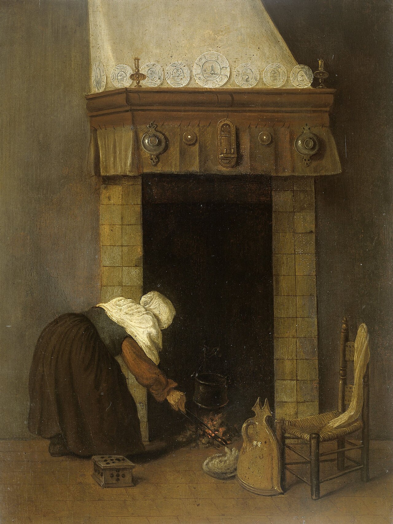 Woman at the hearth by Jacob Vrel