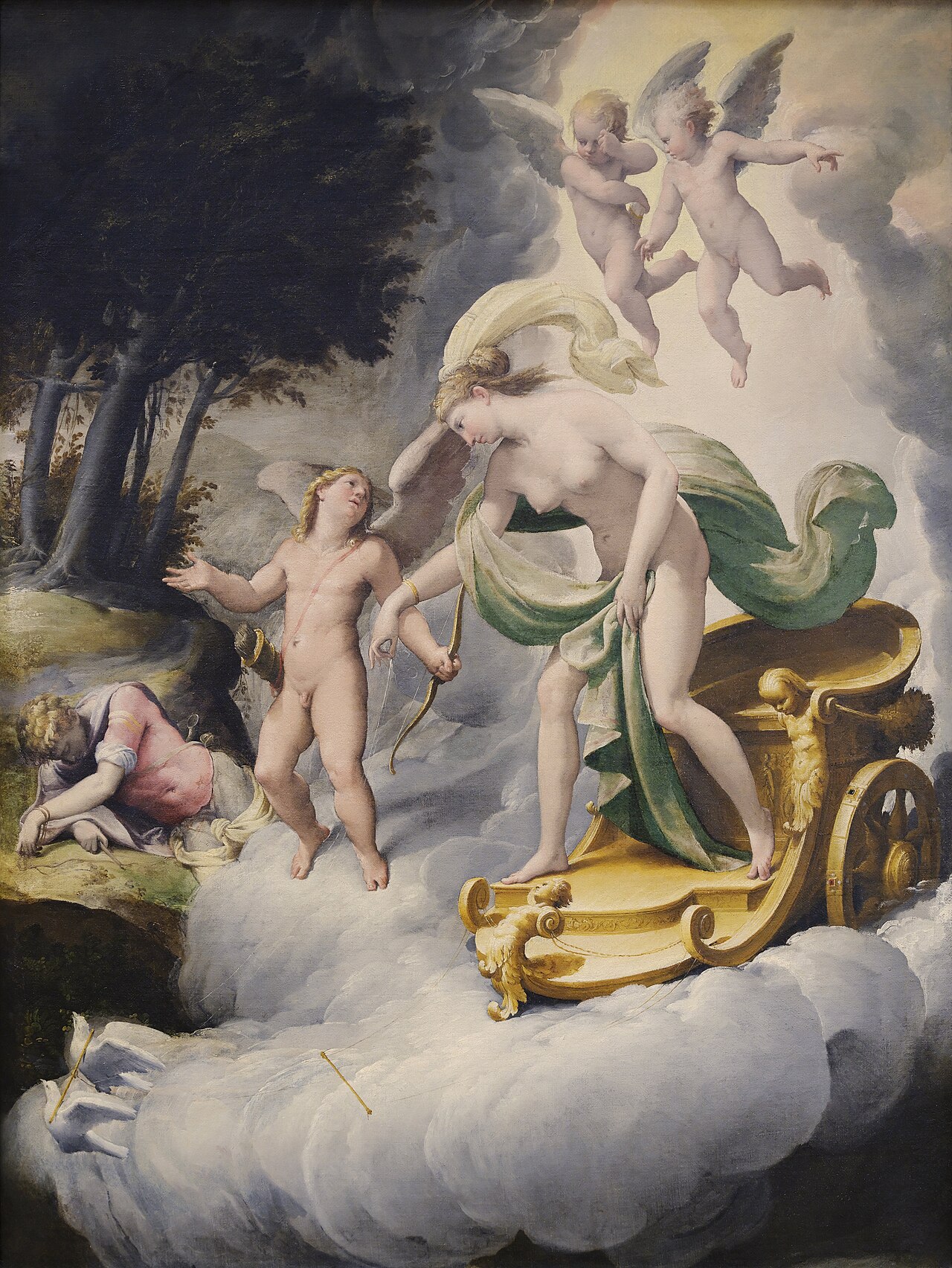 Venus Led by Cupid to the Dead Adonis by Jacopo Bertoia