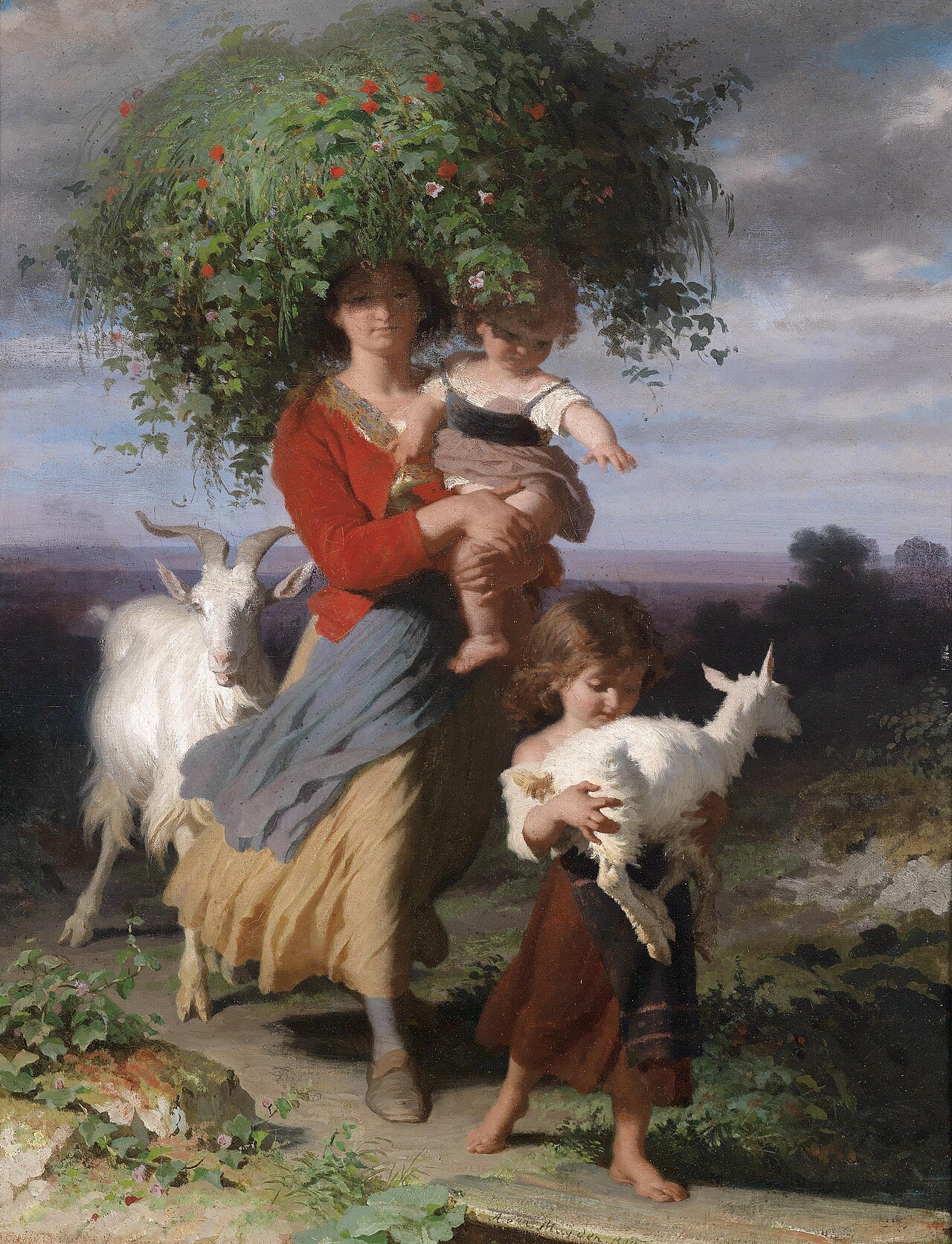 Mother returning Home with Children by Jacques Alfred van Muyden