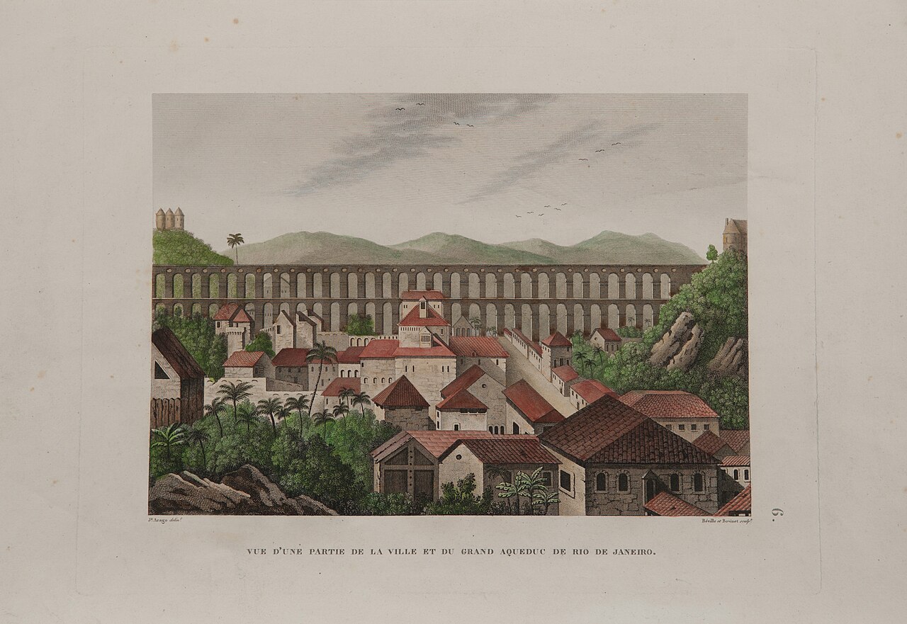 Vue d'une Partie de la Ville et du Grand Aqueduc de Rio de Janeiro by Jacques Arago