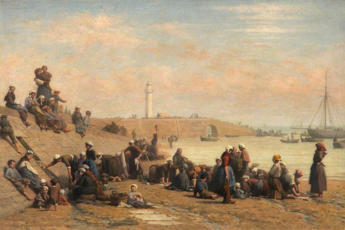 Oyster Fishers (Cleaning the Oysters after the Catch) by Jacques-Eugène Feyen