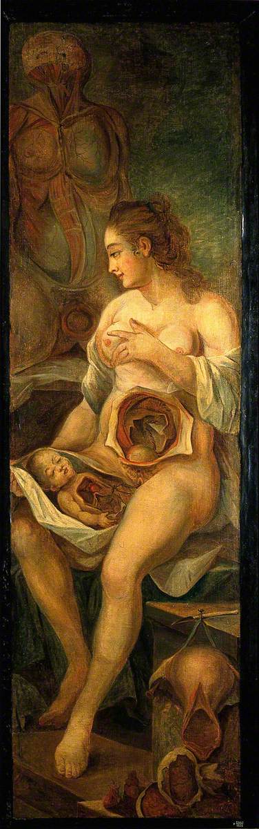 A Seated Woman, Dissected, Holding a Dissected Baby, Accompanied by Separate Sections of the Body by Jacques Fabien Gautier d'Agoty