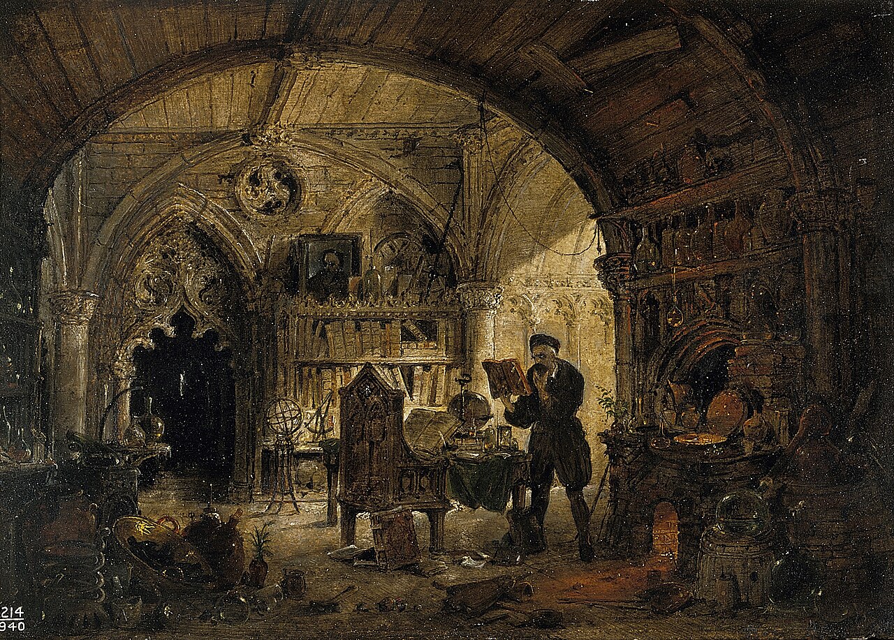 An alchemist in his laboratory. by James Nasmyth