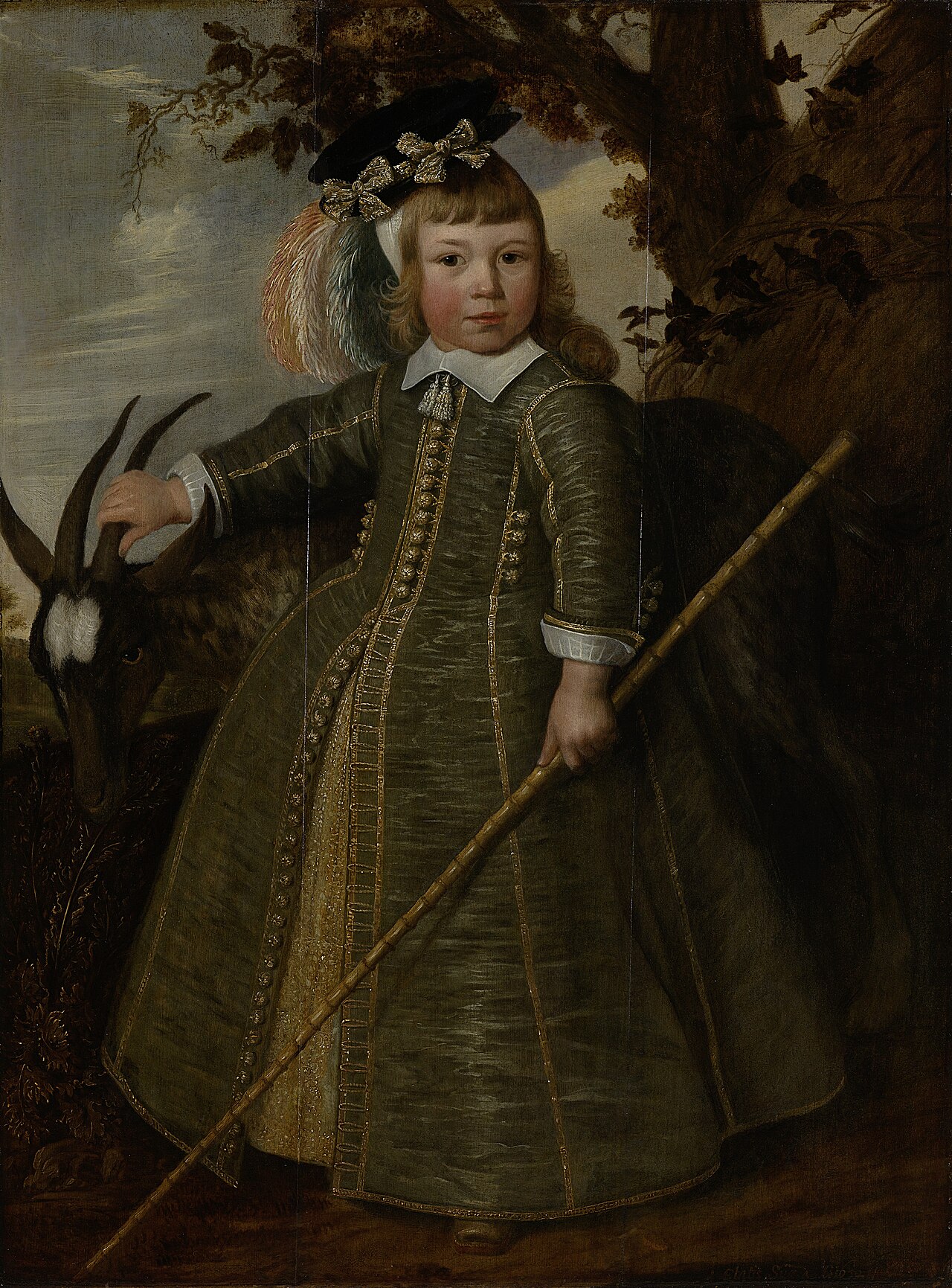 Portrait of a boy with a billygoat by Jan Albertsz Rotius
