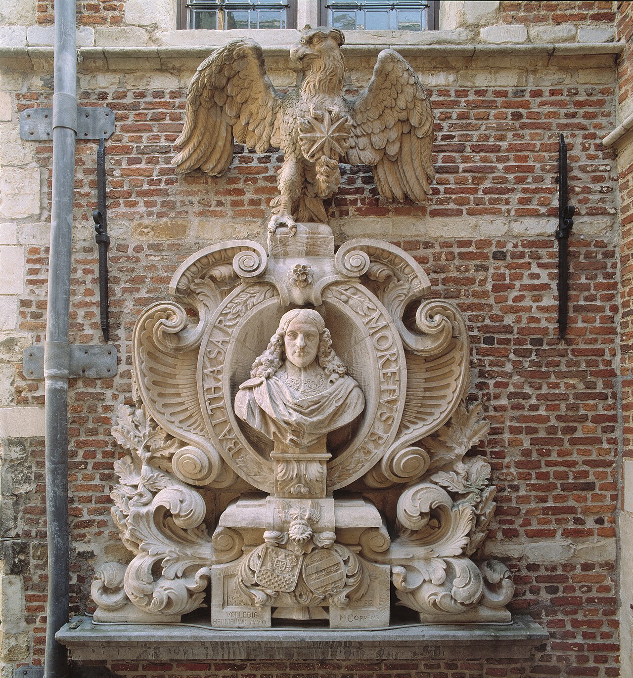 Bust of Balthasar III Moretus in cartouche by Jan Claudius de Cock