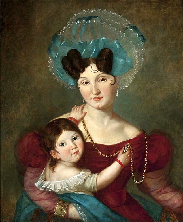 Portrait of Maria Anna Rawiczowa née Gutman (1807-1887) and her son Władysław Aleksander (1832-1863) by Jan Damel