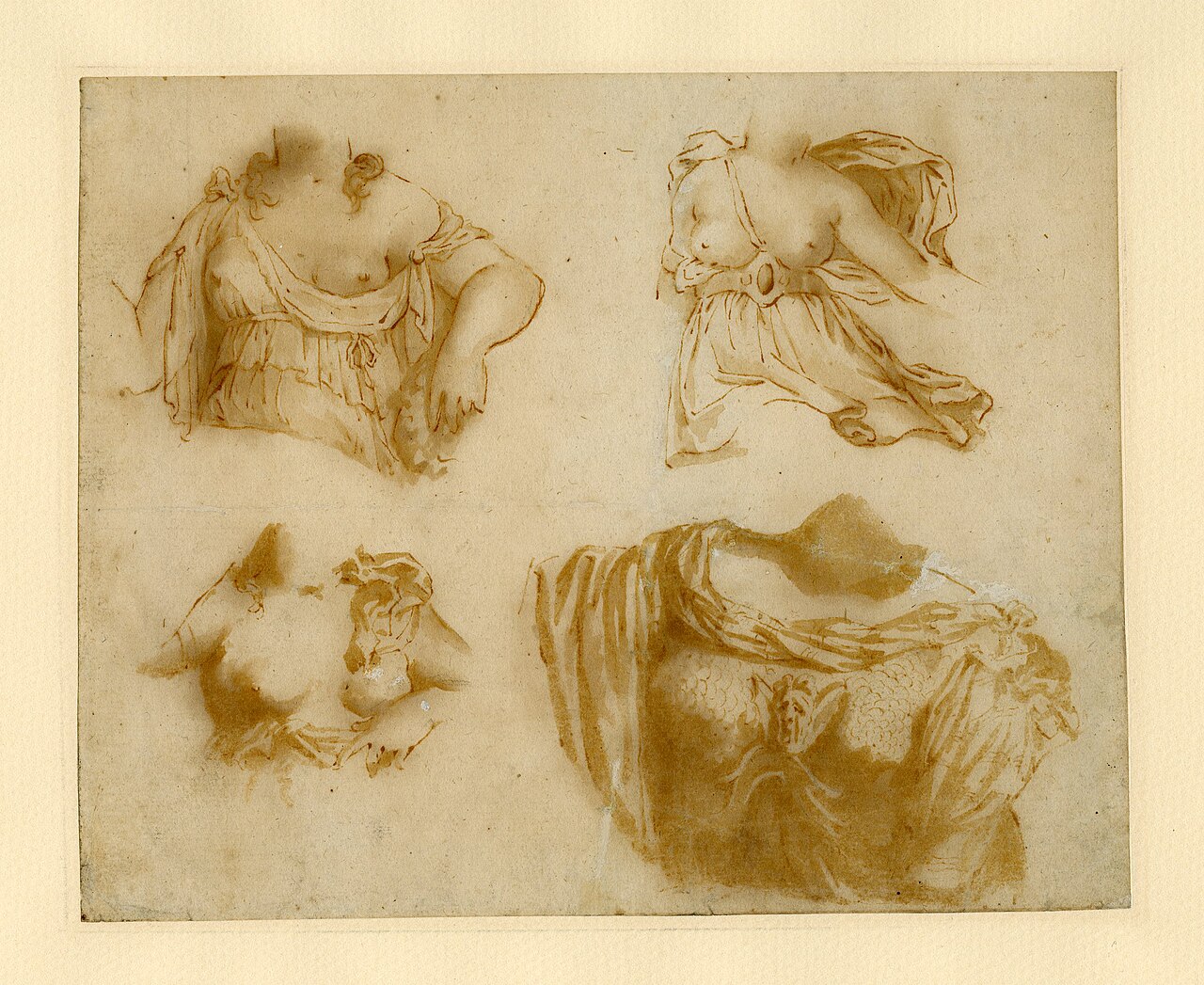 Four Studies of a Draped Torso by Jan de Bisschop