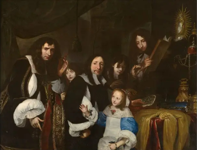 Portrait of the imperial goldsmith Willem de Herde (?-1677) with his family by Jan de Herdt