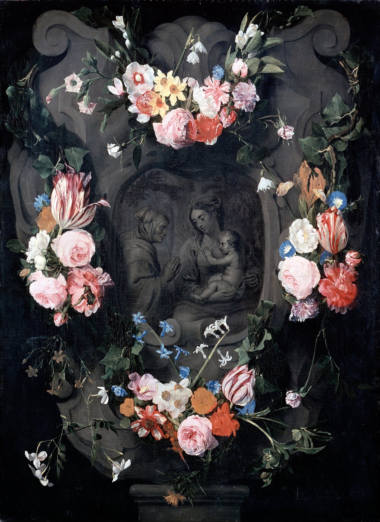 Cartouche with the Virgin and Child and Saint Anne by Jan Erasmus Quellinus