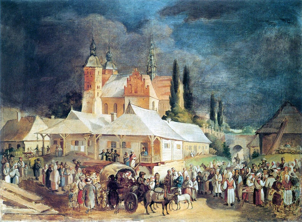 Market in Opatów. by Jan Feliks Piwarski