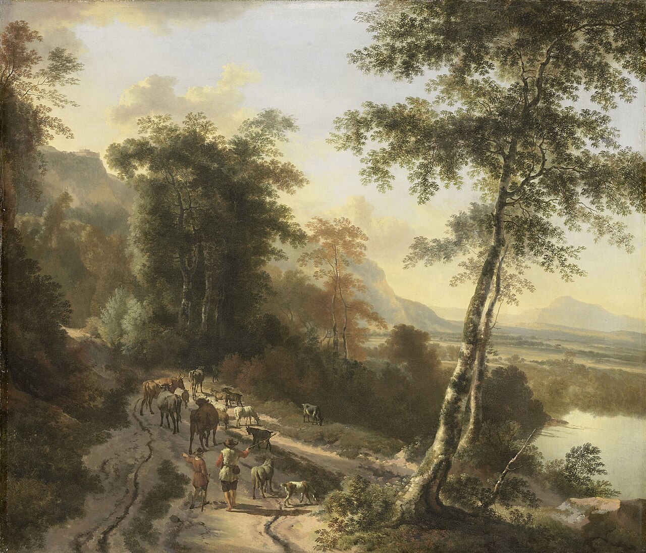 Landscape with cattle herders by Jan Hackaert