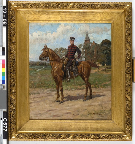 Equestrian portrait of Jonkheer Albert Simon Liza van Tets (1851-1936) by Jan Hoynck van Papendrecht