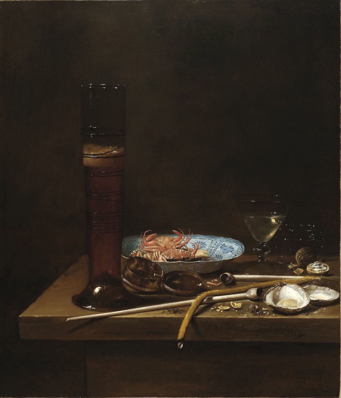 Still Life with Pass Glass and pipes by Jan Jansz van de Velde