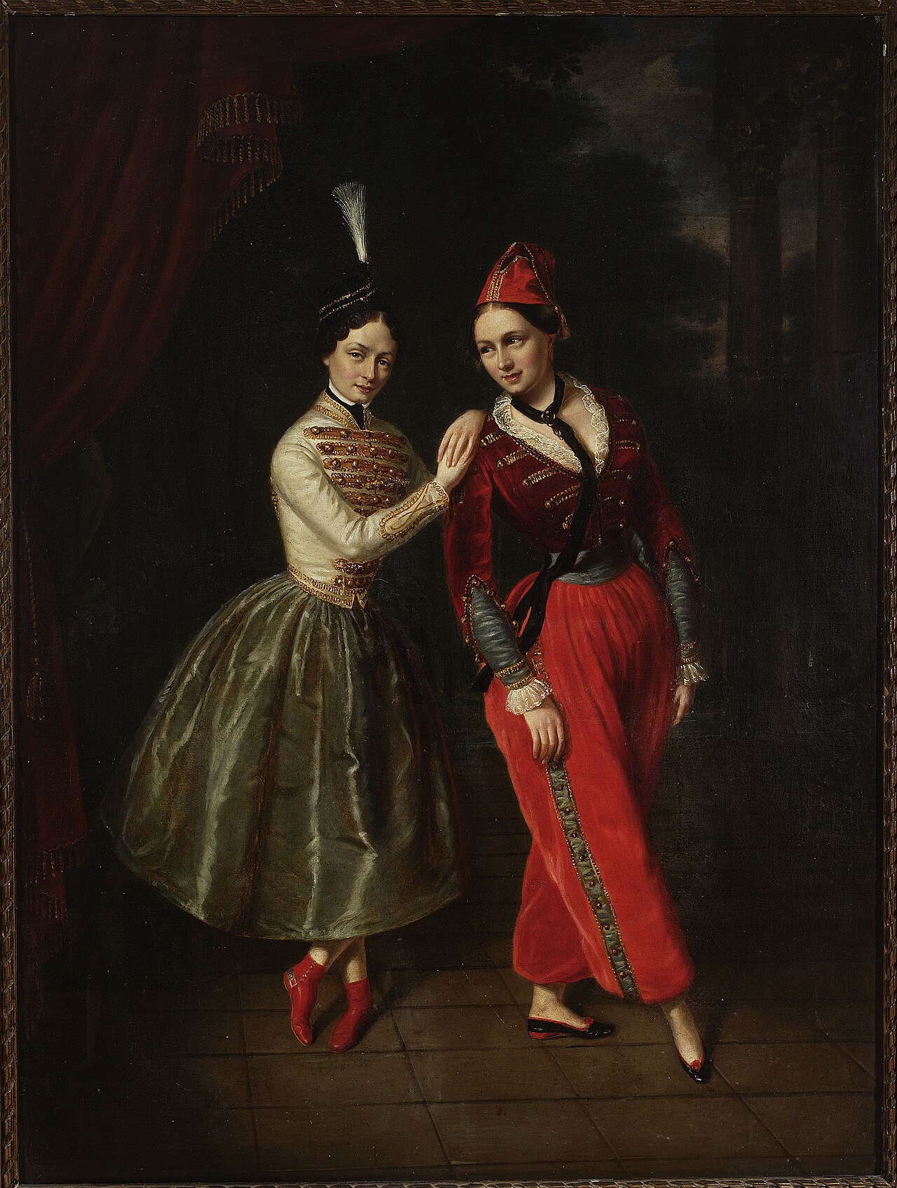 Portrait of the sisters Karolina and Anna Strauss, ballet dancers from Teatr Wielki by Jan Ksawery Kaniewski