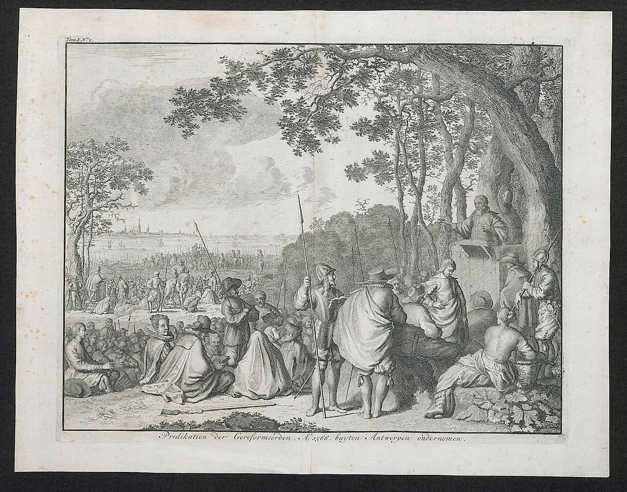 Predikatien der Gereformeerden, A° 1566. buyten Antwerpen ondernomen. by Jan Luyken