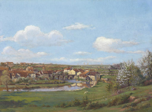 A French River Town by Jan Monchablon