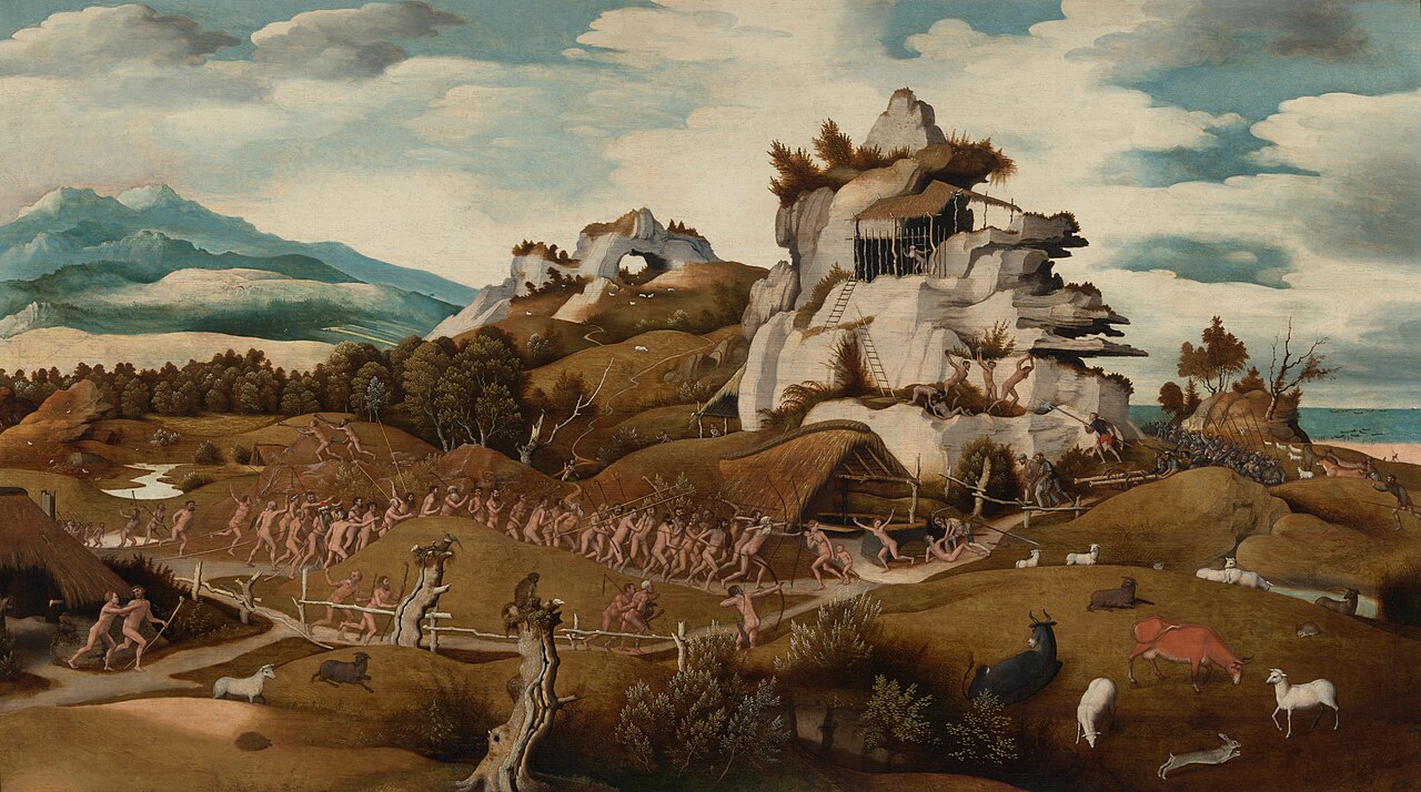 Landscape with a Scene of the Conquest of America by Jan Mostaert
