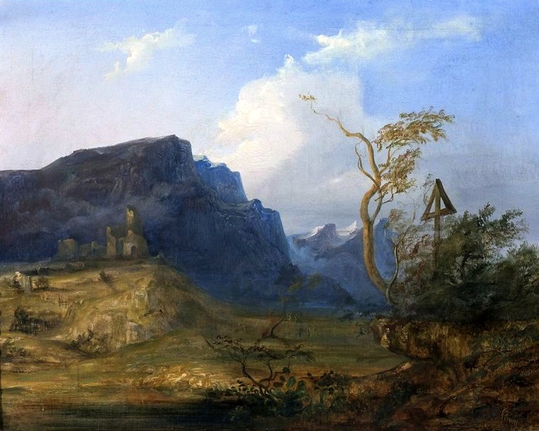 Mountain landscape. by Jan Nepomucen Głowacki