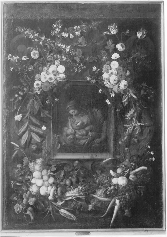 Garland of flowers surrounding the Virgin and Child by Jan Pauwel Gillemans the Younger