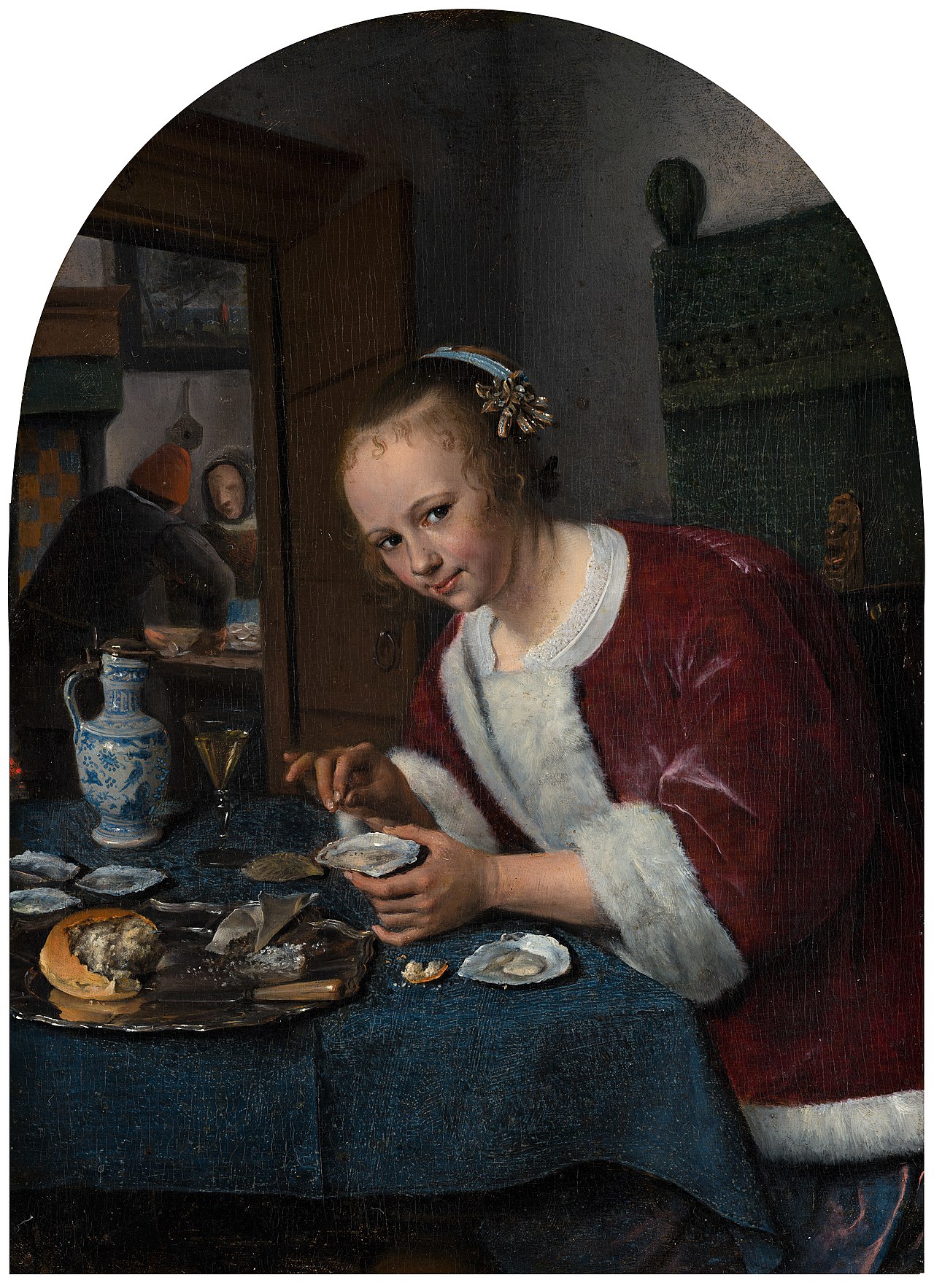 Girl eating oysters by Jan Steen