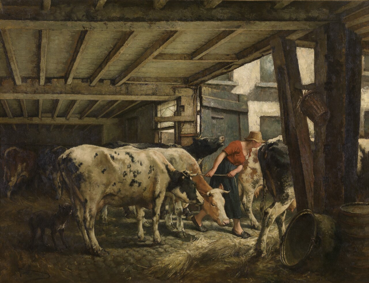 Leaving the barn by Jan Stobbaerts