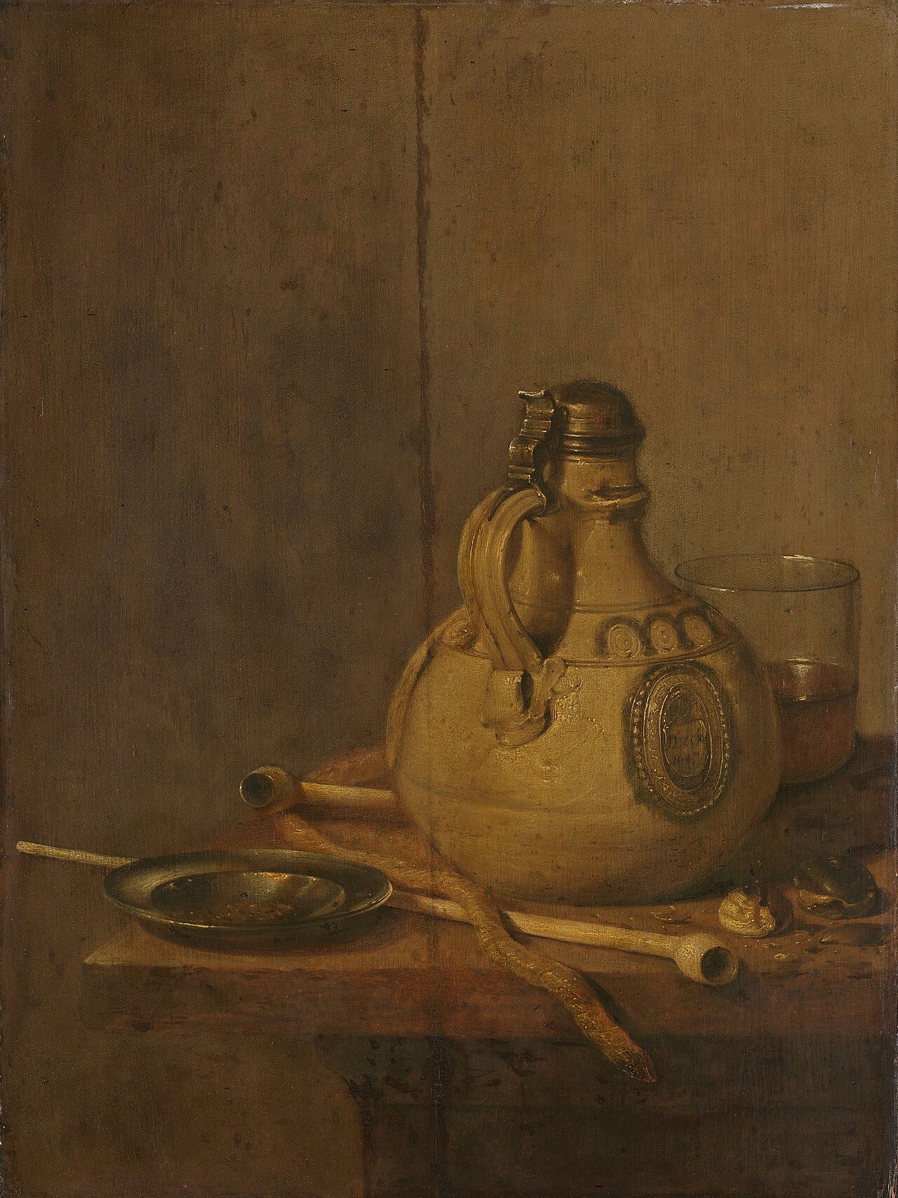Still Life with Stoneware Jug and Pipes by Jan Treck