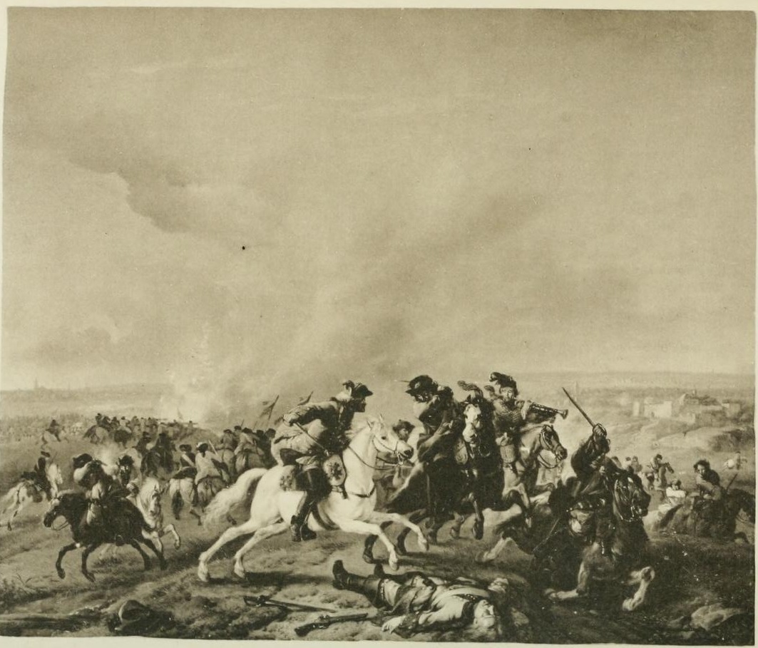 Cavalry engagement outside a fortified town by Jan van Huchtenburgh