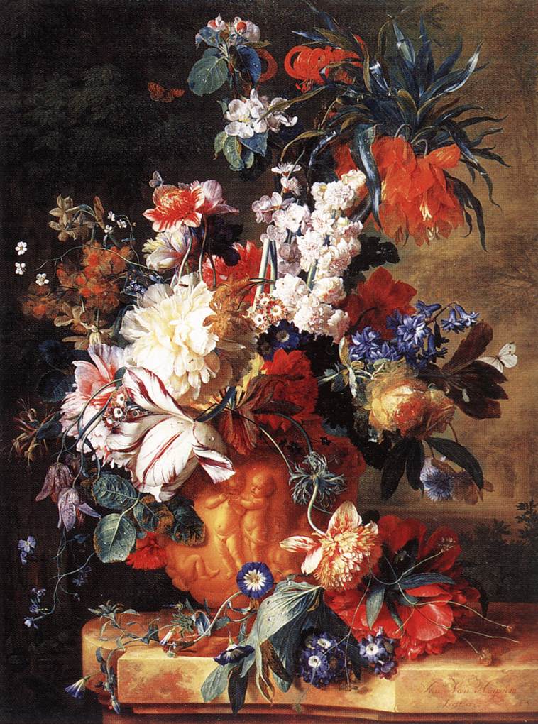 Bouquet of Flowers in an Urn by Jan van Huysum