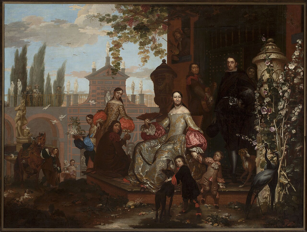 Portrait of a family in a garden by Jan van Kessel the Younger
