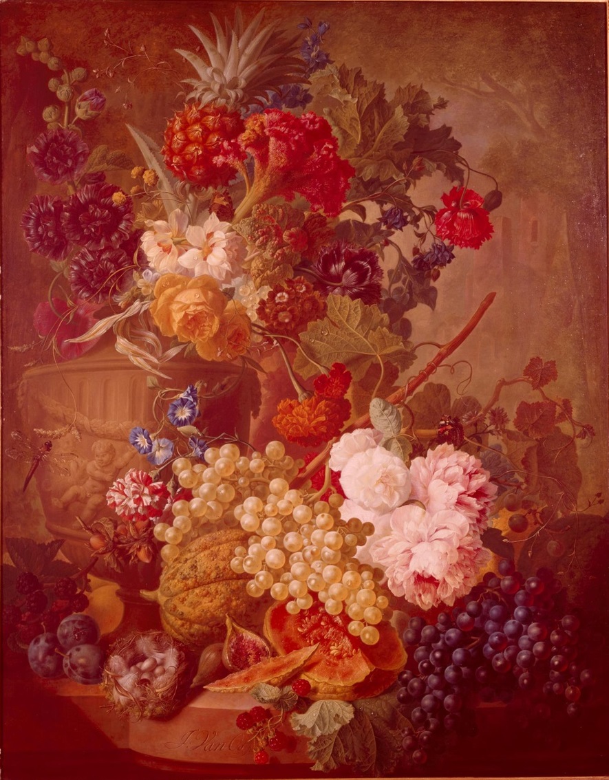 Still Life with Flowers and Fruit by Jan van Os
