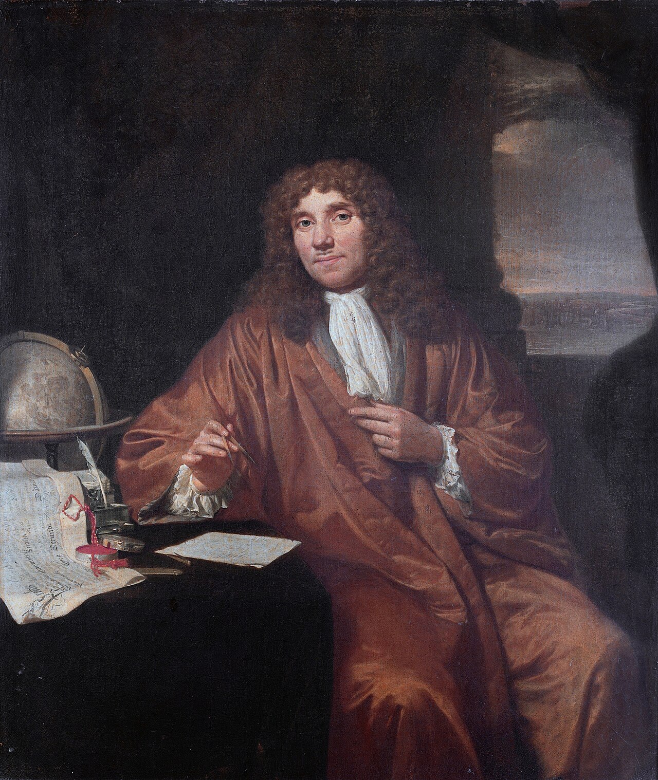 Portrait of Anthonie van Leeuwenhoek, Natural Philosopher and Zoologist in Delft by Jan Verkolje