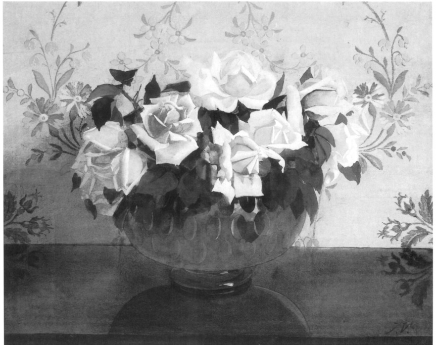 Roses in a glass bowl by Jan Voerman
