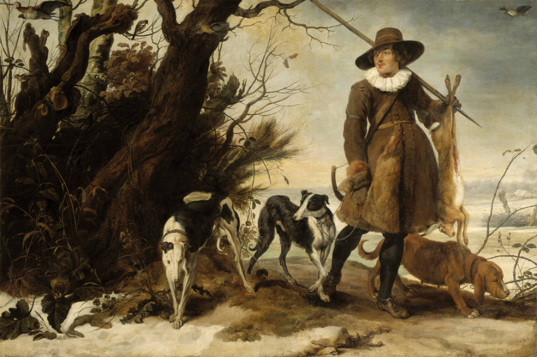 Hunter in a Winter Landscape with Dogs by Jan Wildens
