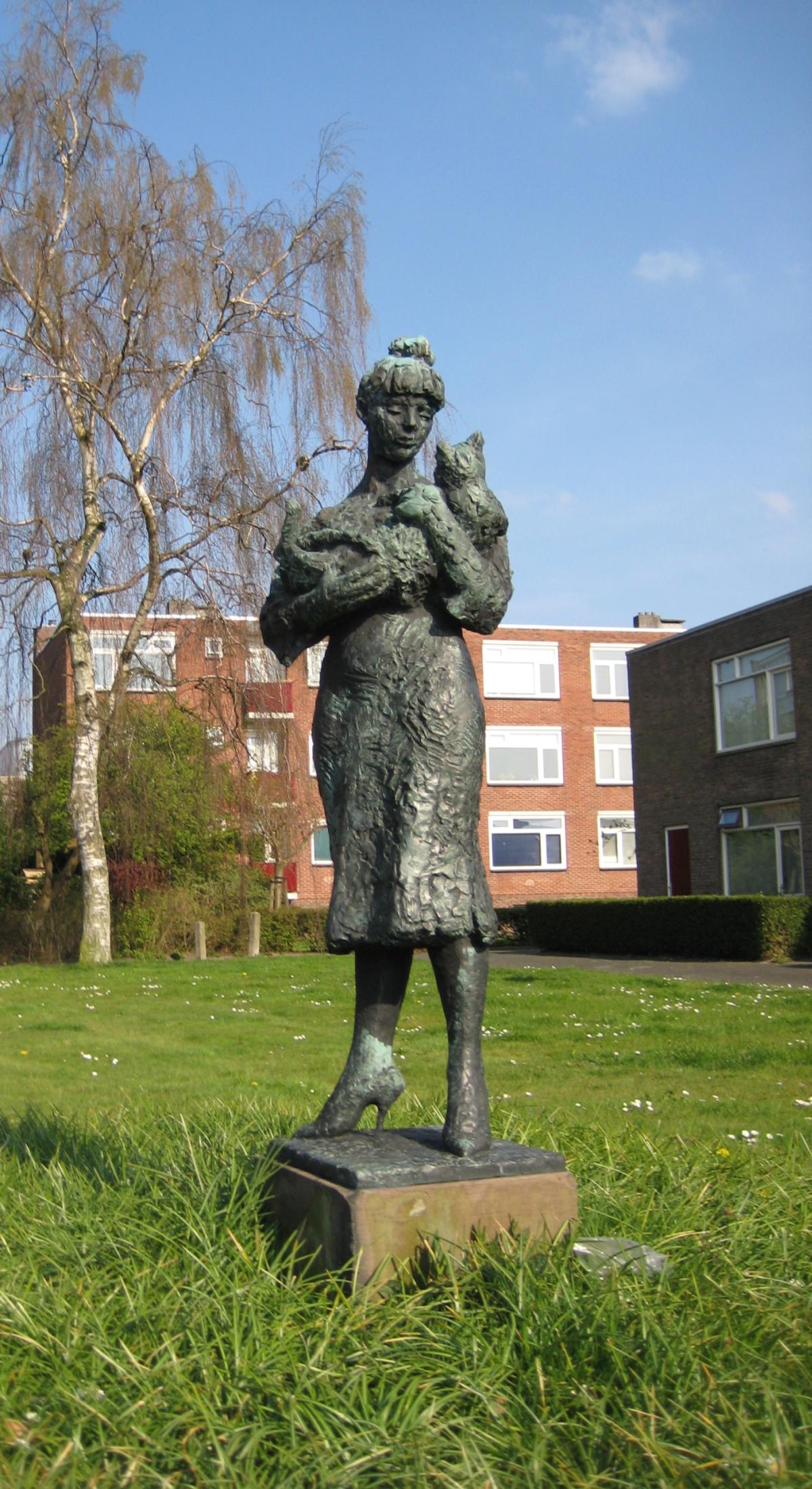 Olga with cat by Jan Wolkers