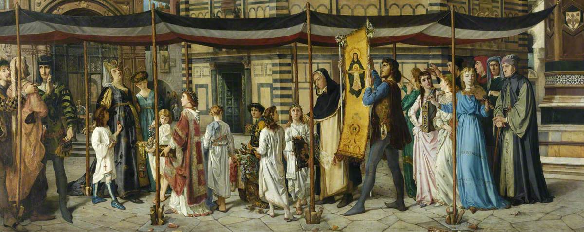 A Florentine Procession (carrying a collection of diverse objects for the burning of the vanities, which took place through the influence of Savanarola during the Carnival of 1497) by Jane Benham Hay