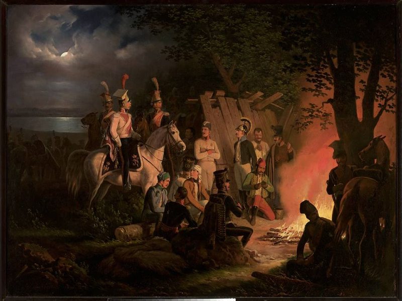 A bivouac of Polish Uhlans at Wagram. by January Suchodolski