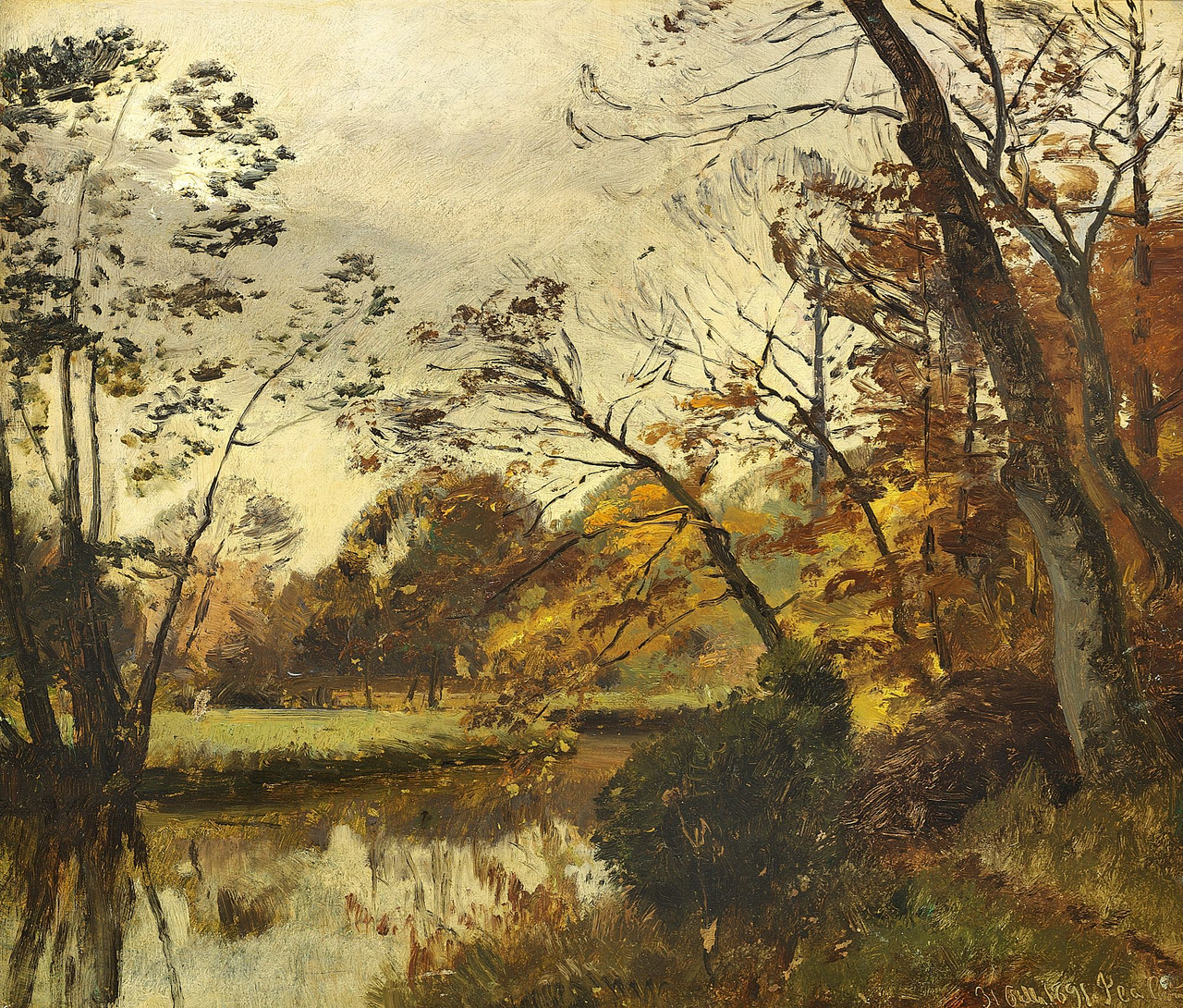 A pond in the woods at Moesgaard, Denmark. by Janus la Cour