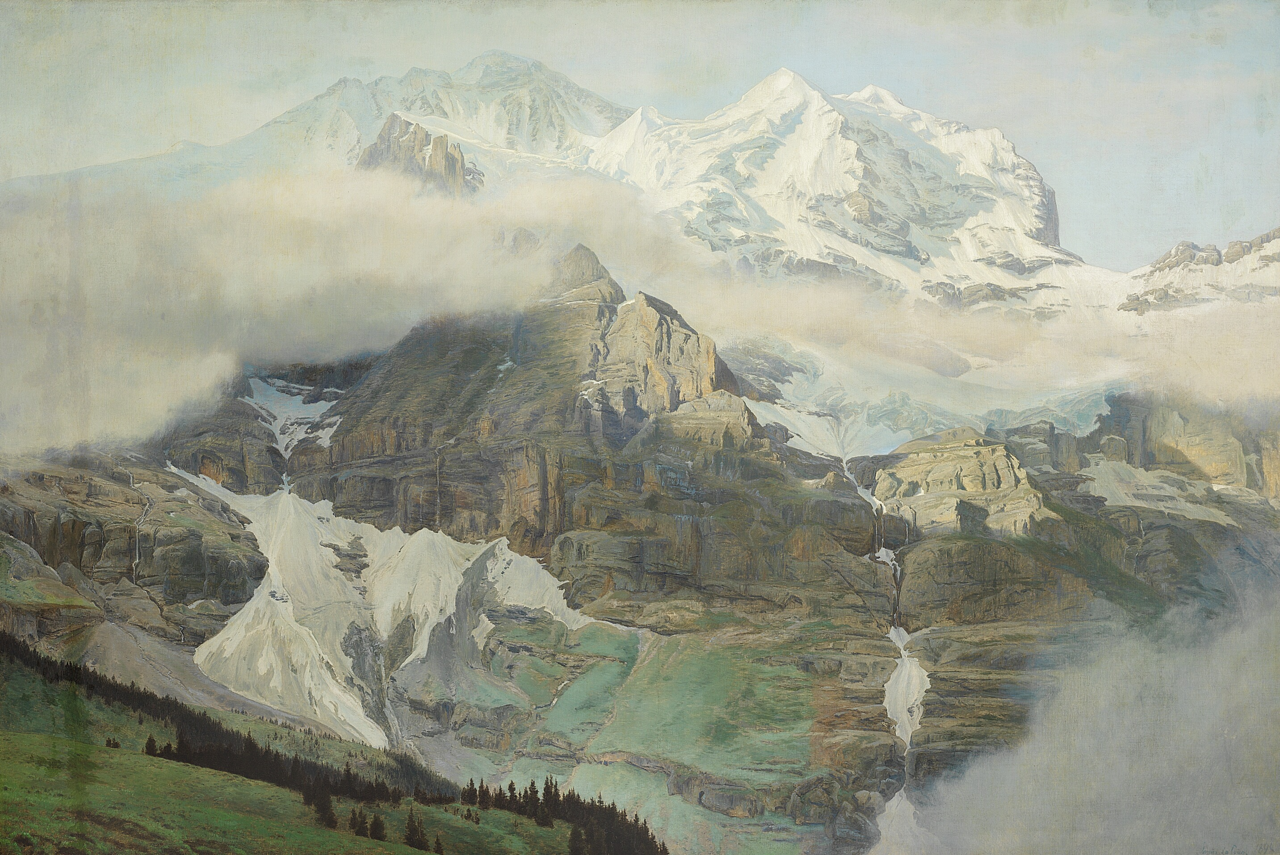 View of the Monte Rosa in the morning. by Janus la Cour