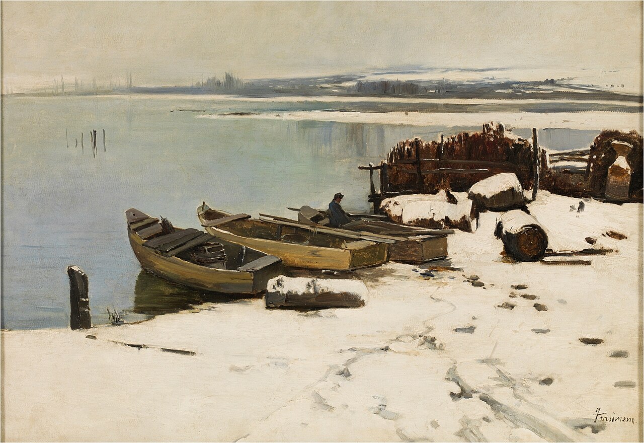 Snow-covered Banks of Lake Trasimeno by Jaume Morera i Galícia