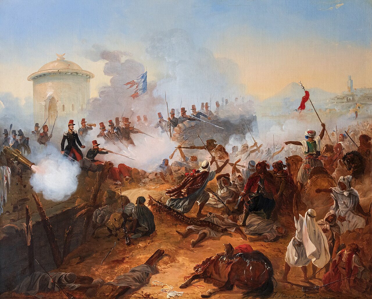 Jean-Adolphe Beaucé - Défense héroïque du capitaine Lelièvre à Mazagran by Jean-Adolphe Beaucé
