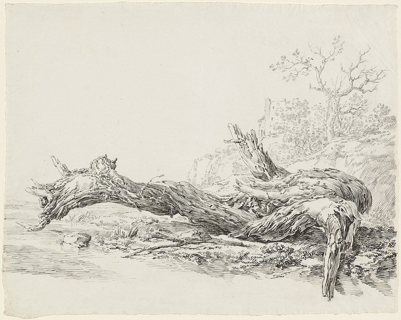 An Ancient Tree Fallen Beside a Stream by Jean Antoine Constantin