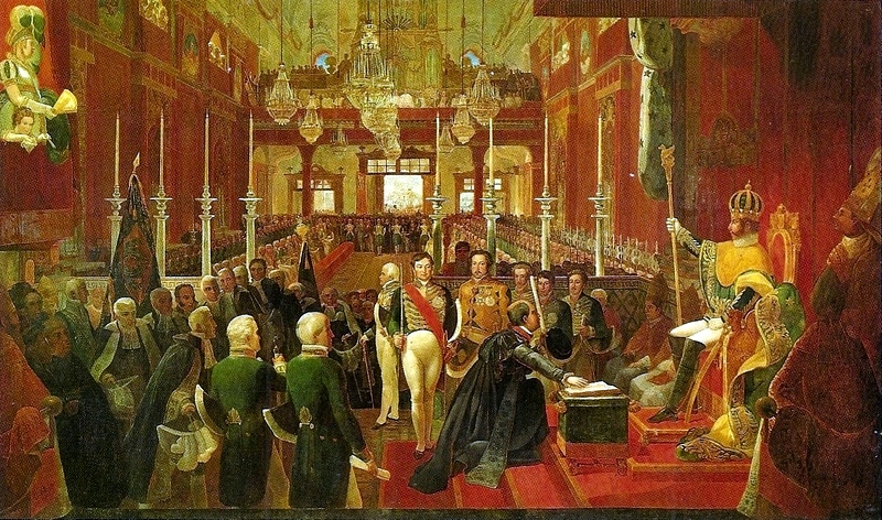 Coronation of Pedro I of Brazil by Jean-Baptiste Debret