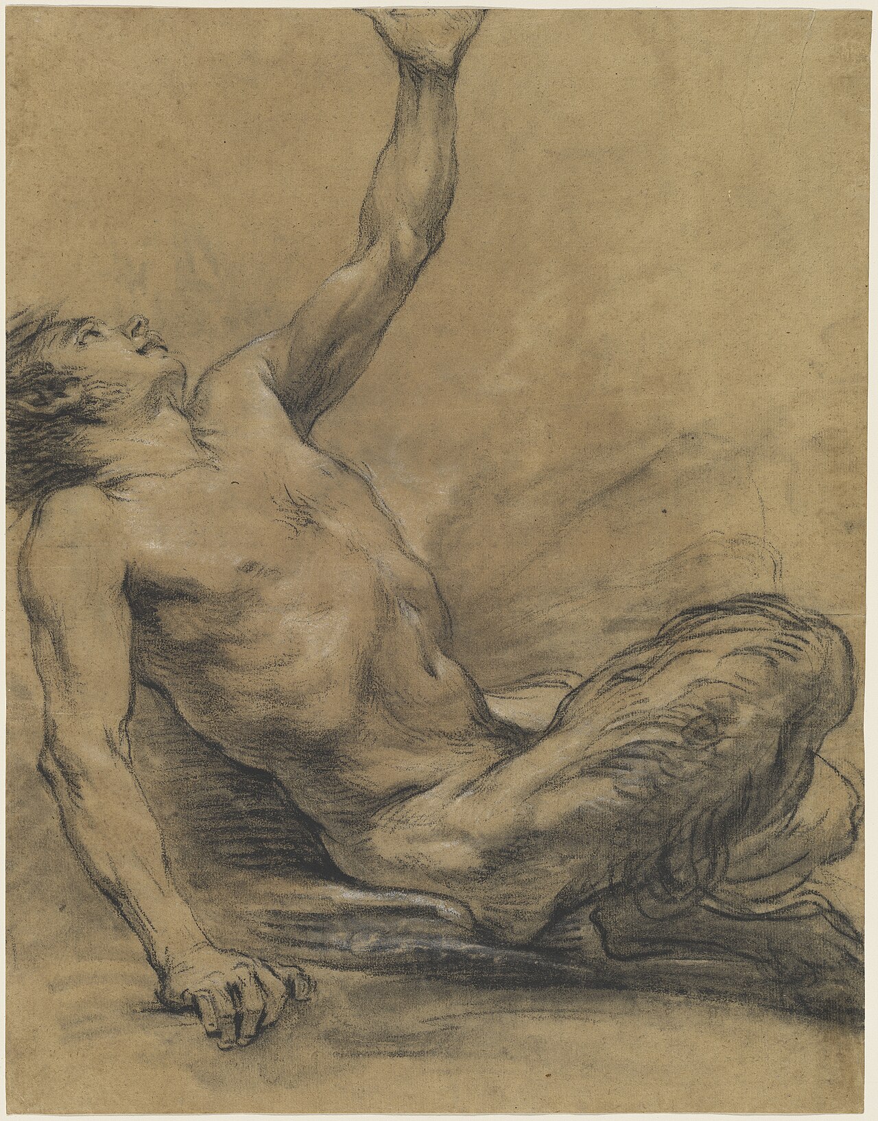 Seated Satyr Leaning Backward [recto] by Jean-Baptiste-Henri Deshays